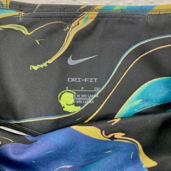 Nike Dri Fit Shorts Womens Small Black Blue Tight Fit Running Pull On Bike Short - Picture 12 of 12